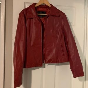 Womens red Carlo Amboldi leather jacket XL